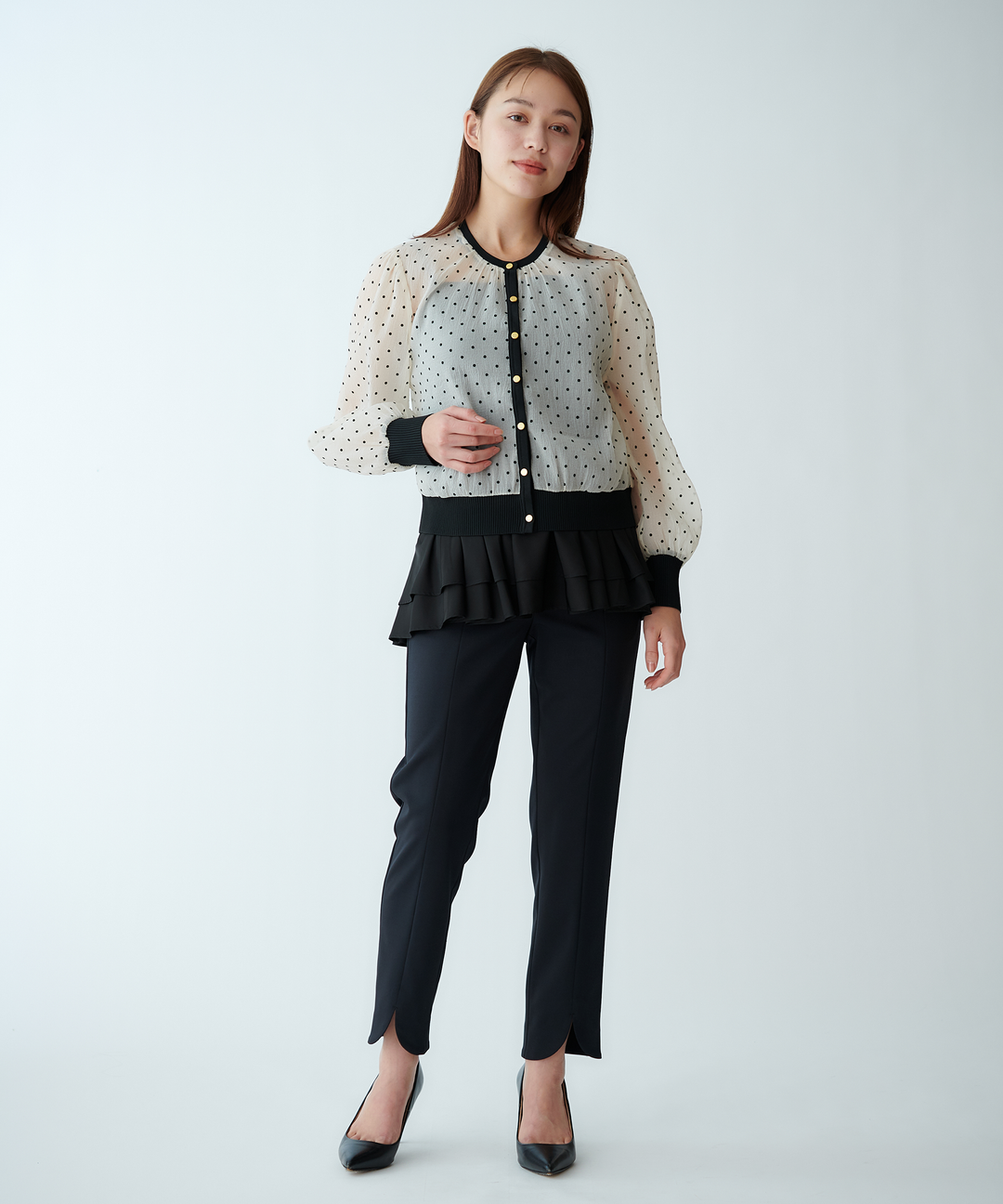 ドットシアーカーディガン