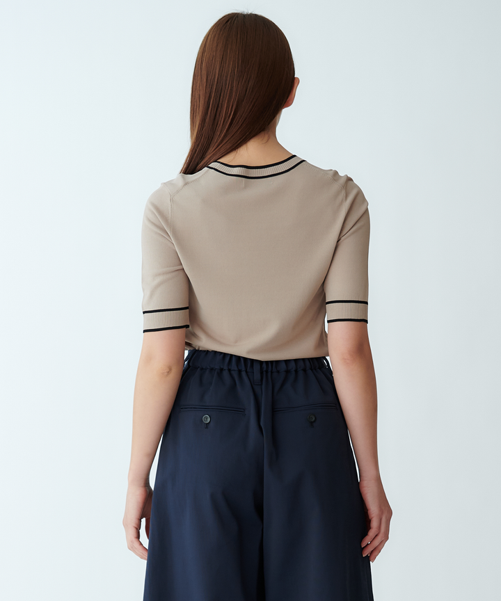 五分袖ニットプルオーバー