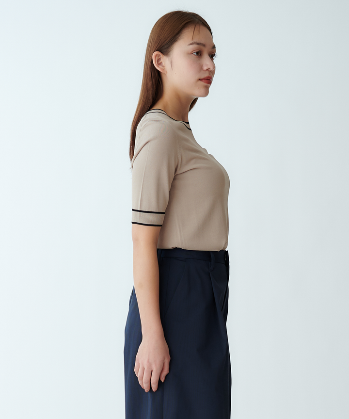 五分袖ニットプルオーバー