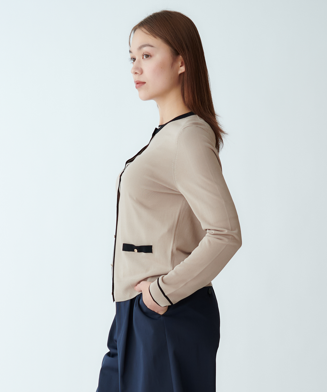 配色ラインニットカーディガン