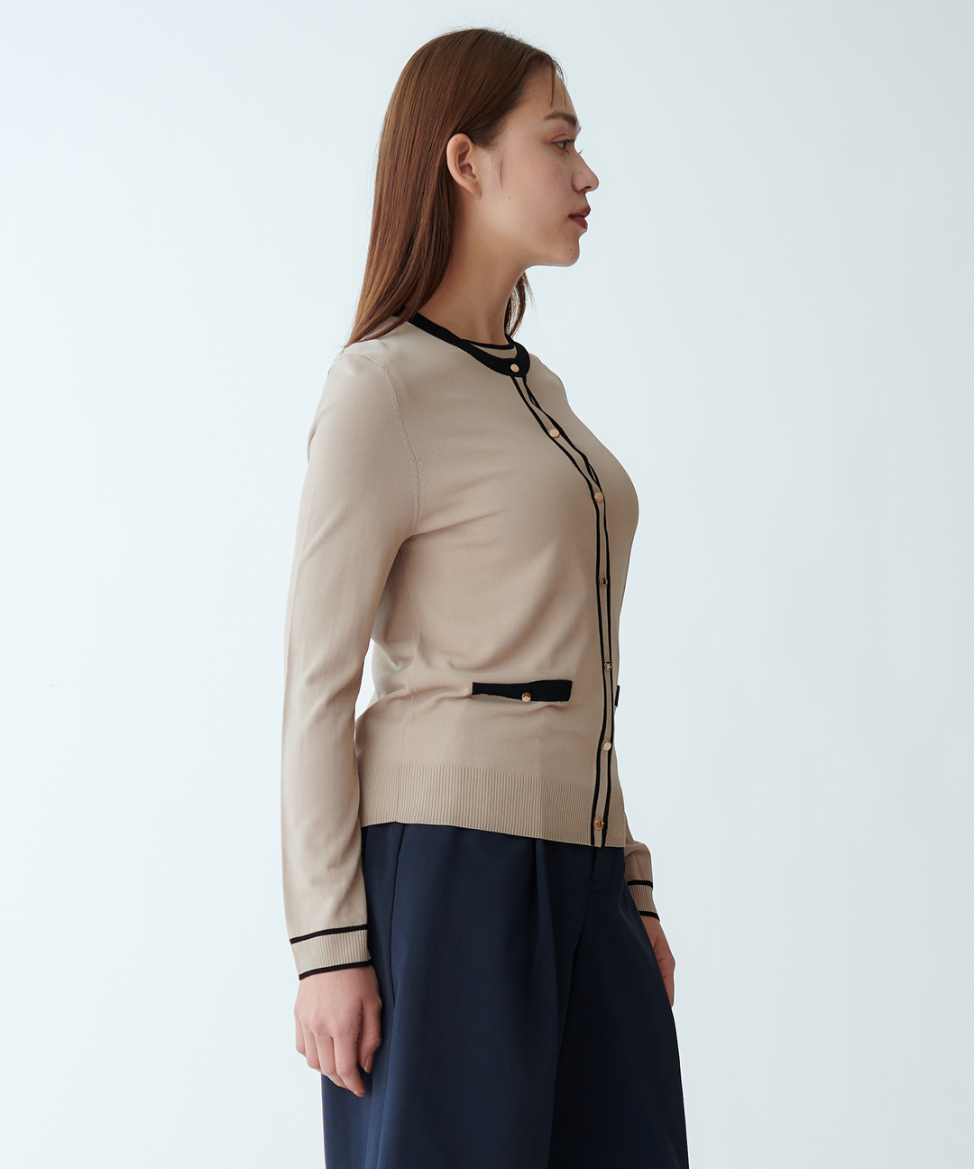 配色ラインニットカーディガン