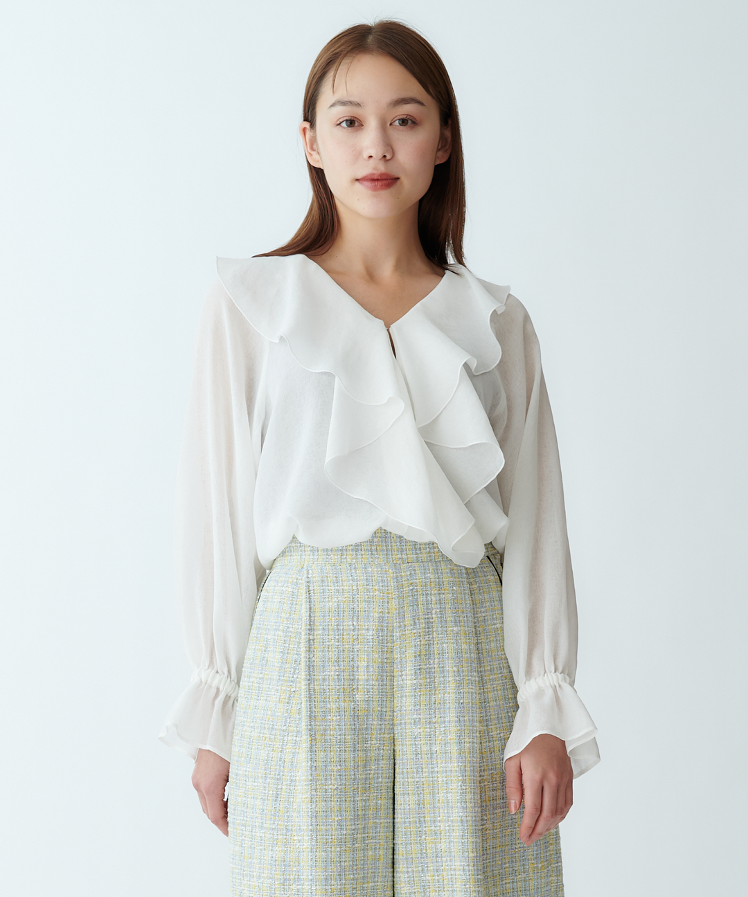 ビッグカラーフリルブラウス