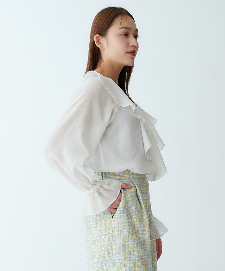 ビッグカラーフリルブラウス