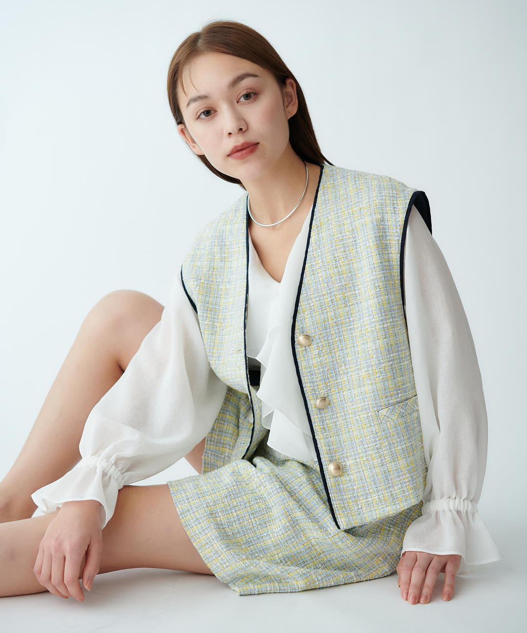 モデル H：167cm / 38 / イエロー×ネイビー