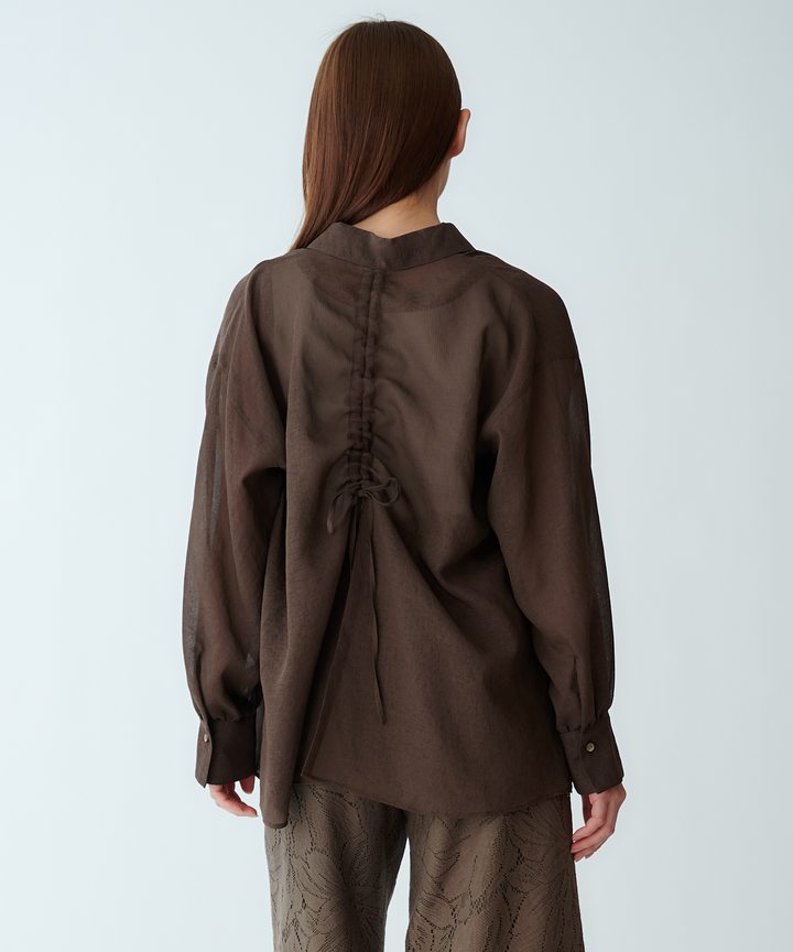 バックリボンシアーシャツ