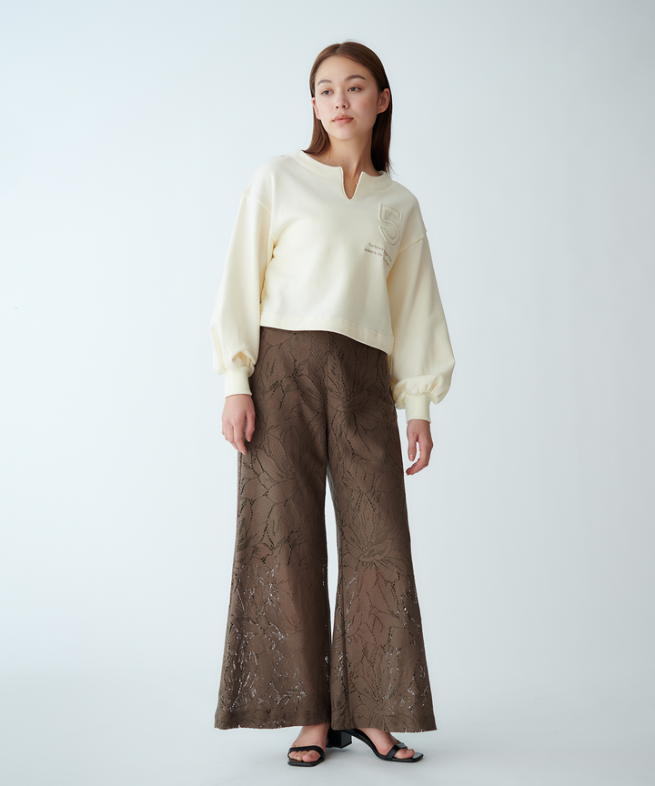 カーテンレースブーツカットパンツ