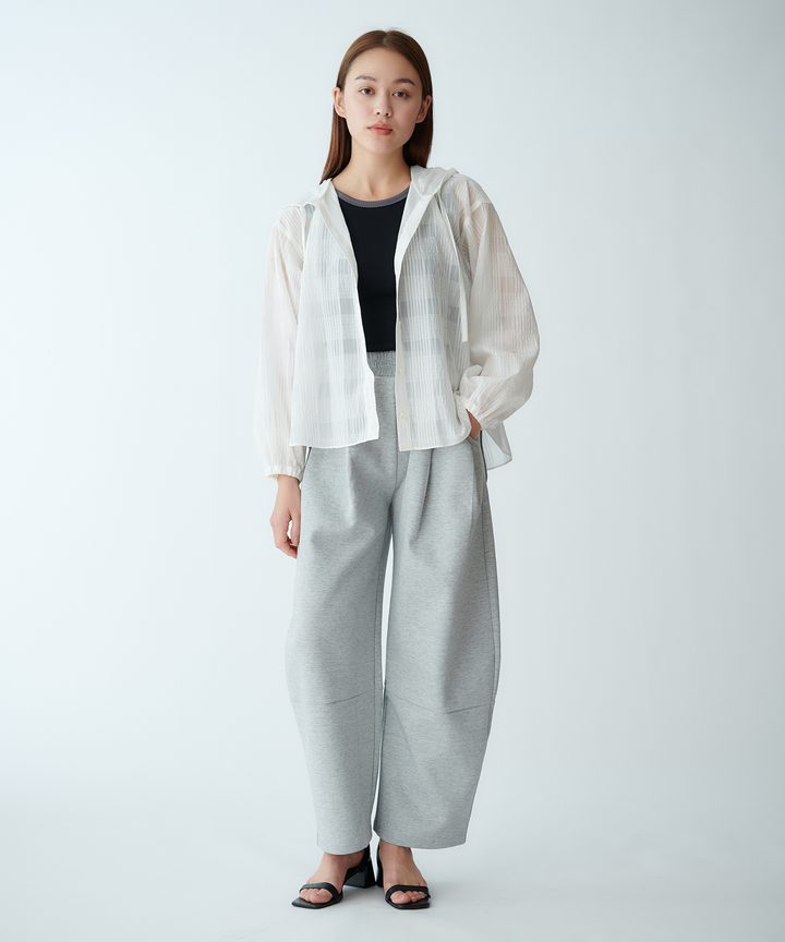 サッカーチェックフードデザインブラウス