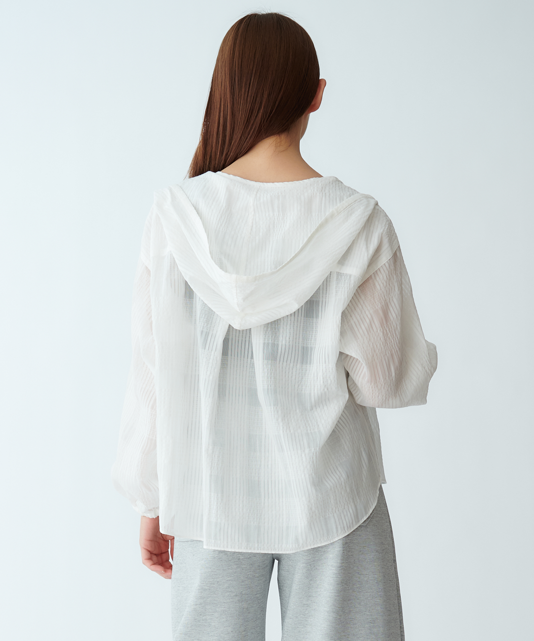 サッカーチェックフードデザインブラウス