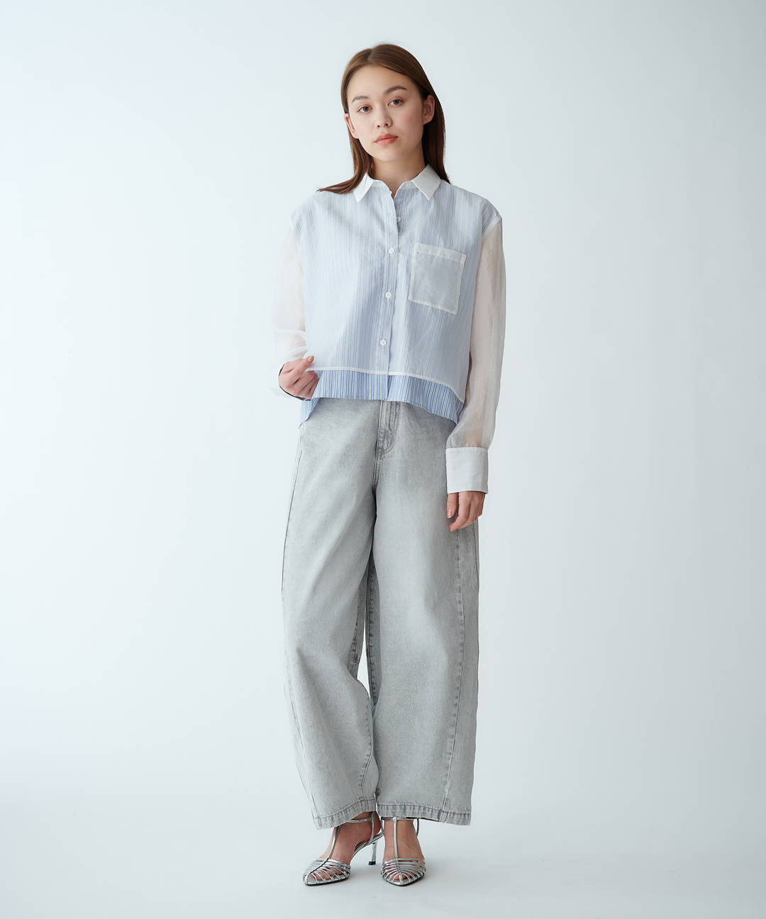 シアーレイヤードストライプシャツ