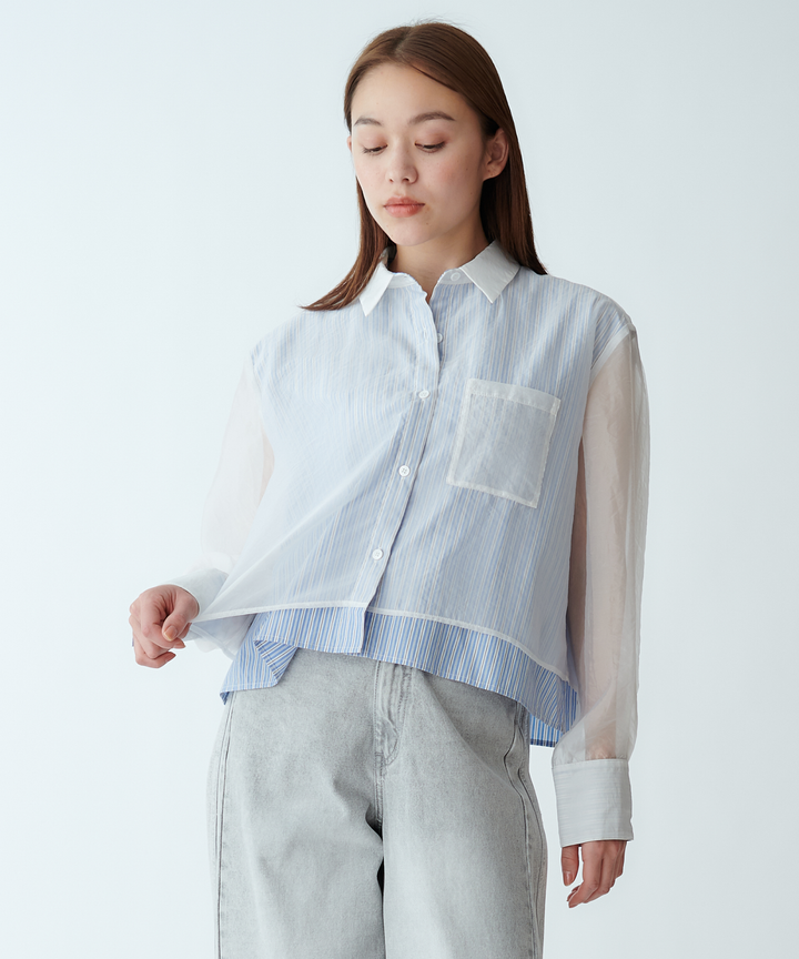 シアーレイヤードストライプシャツ