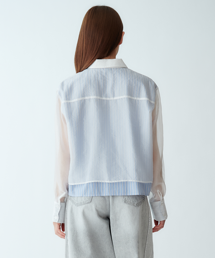 シアーレイヤードストライプシャツ