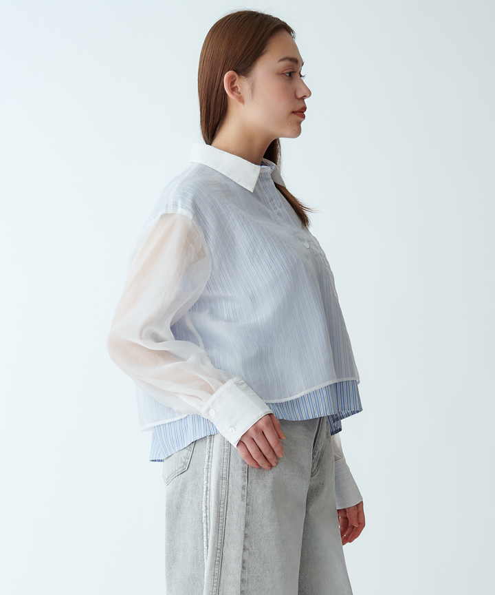 シアーレイヤードストライプシャツ