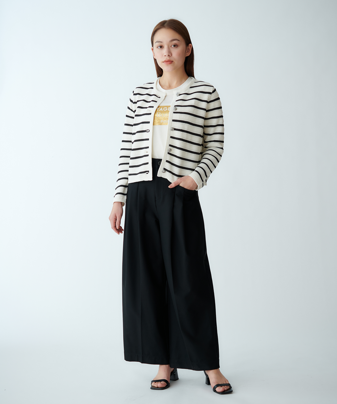 柄編みボーダーニット