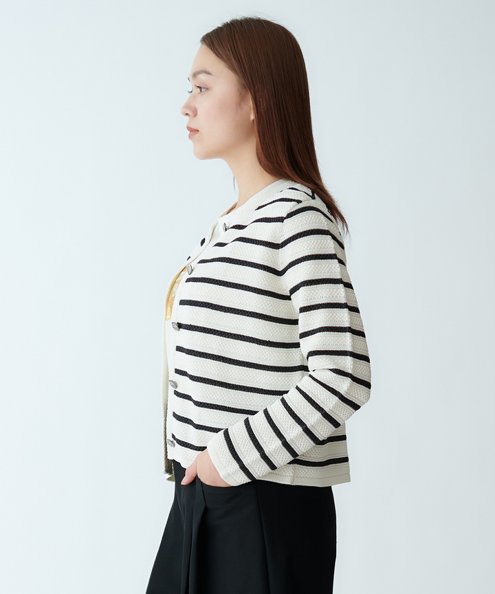 柄編みボーダーニット