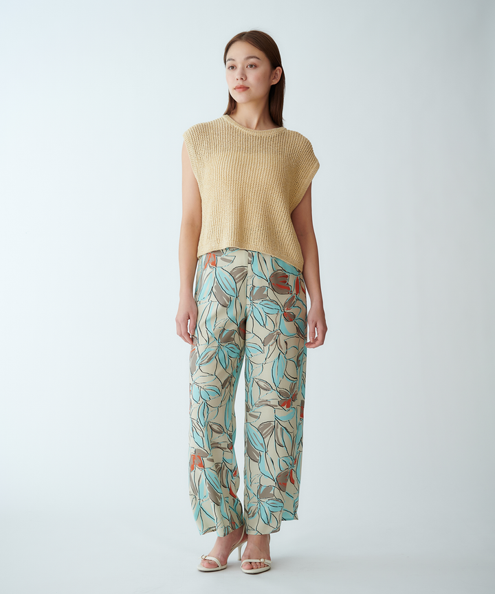 法式袖网眼针织衫