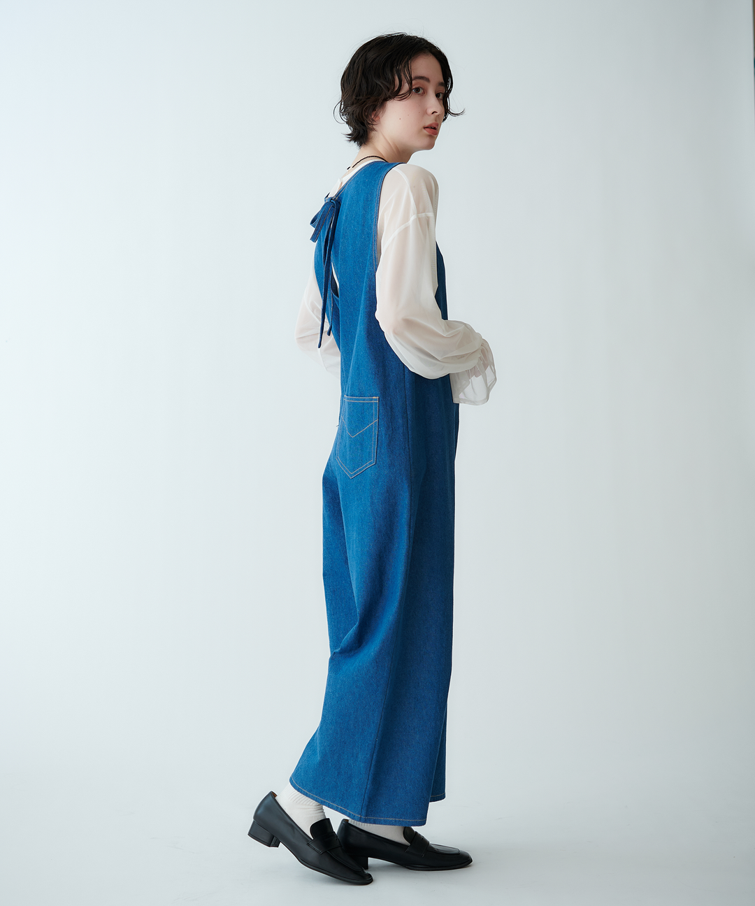 ノースリーブデニムサロペット