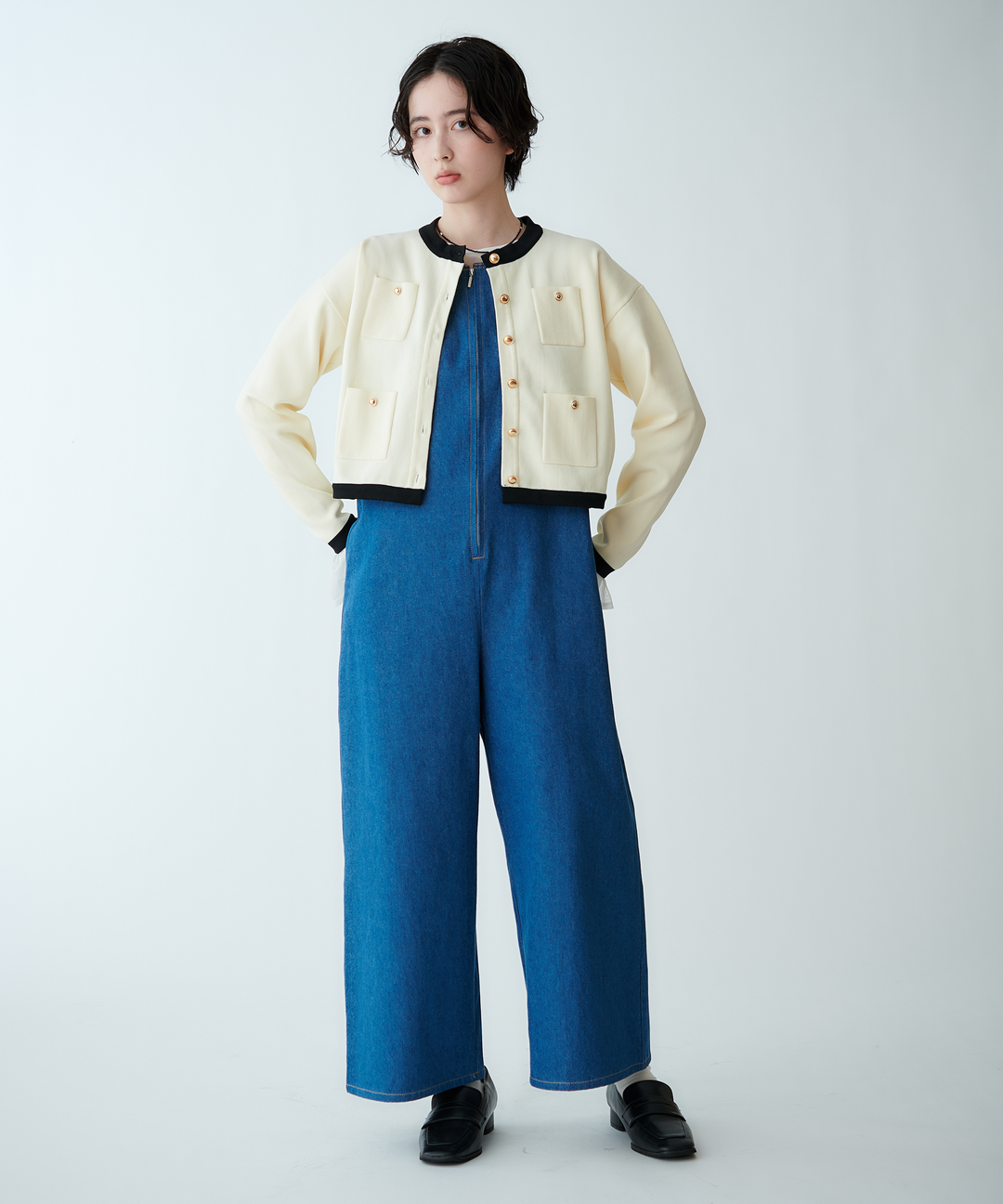 ノースリーブデニムサロペット