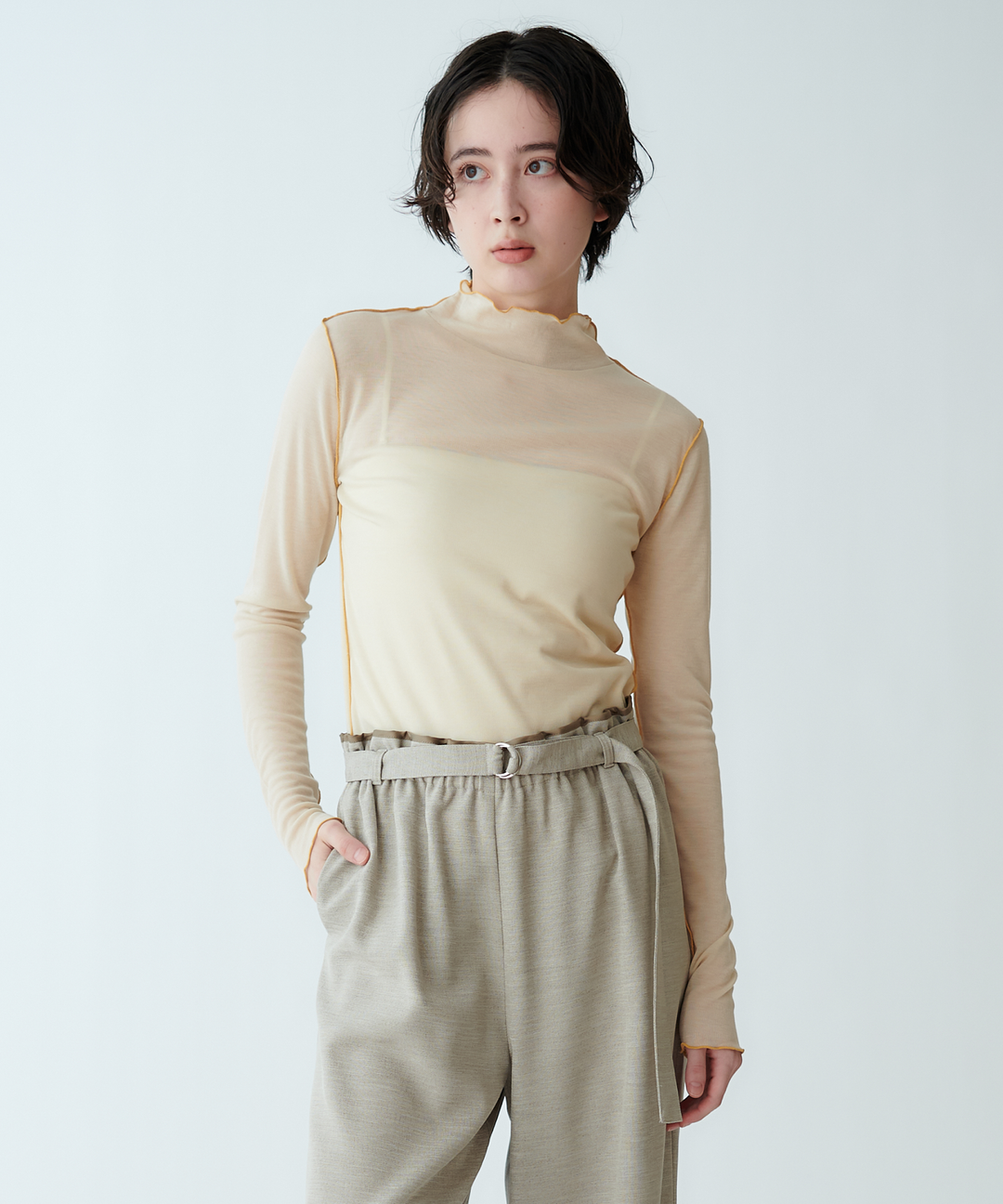 シアーハイネックカットソー