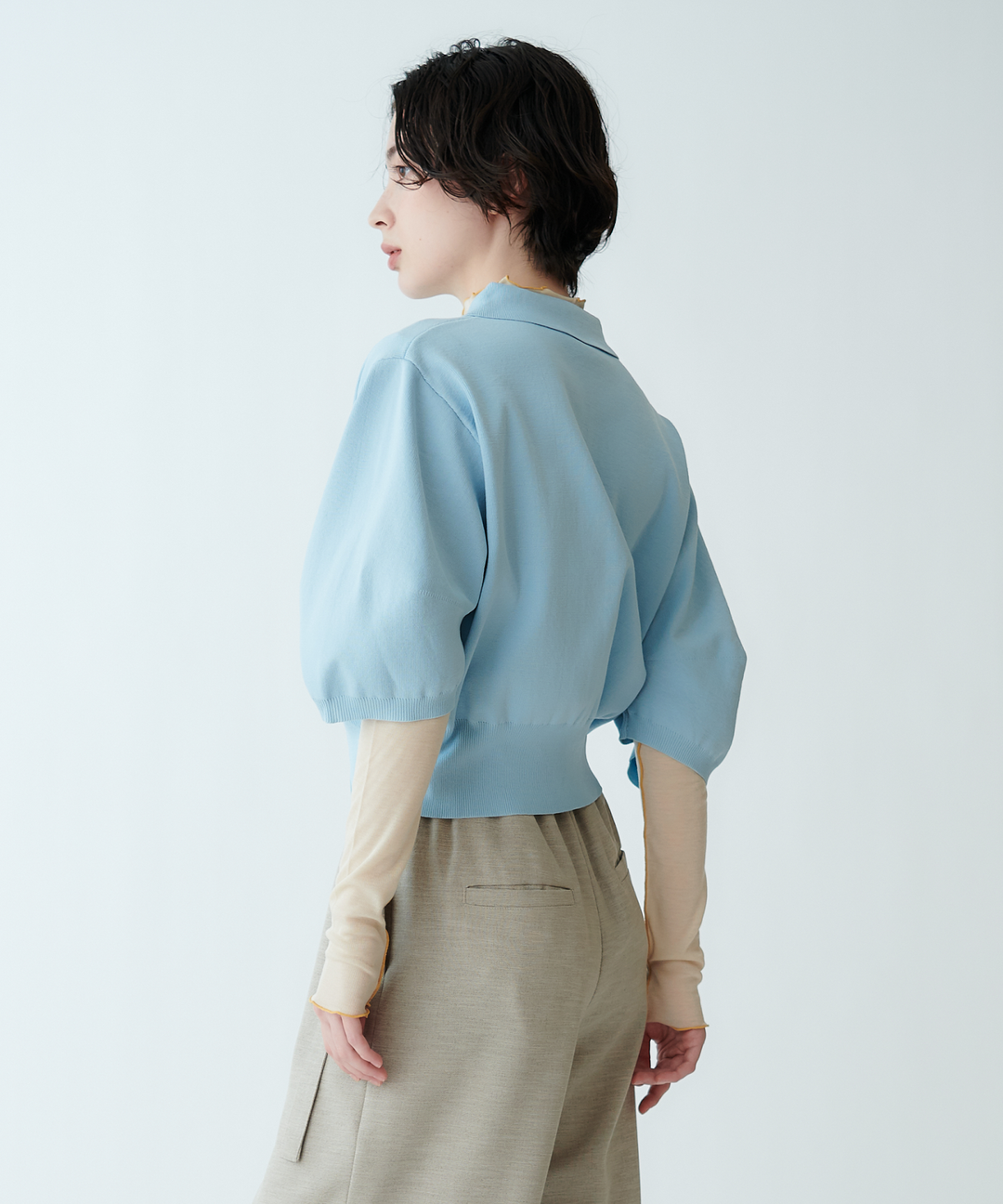 衿付きニットカーディガン