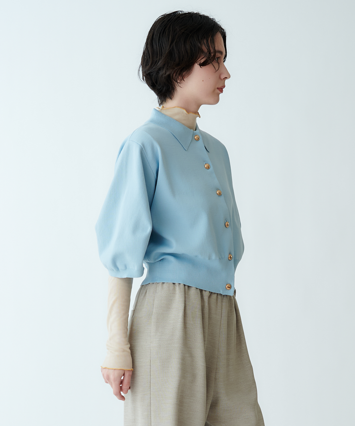 衿付きニットカーディガン