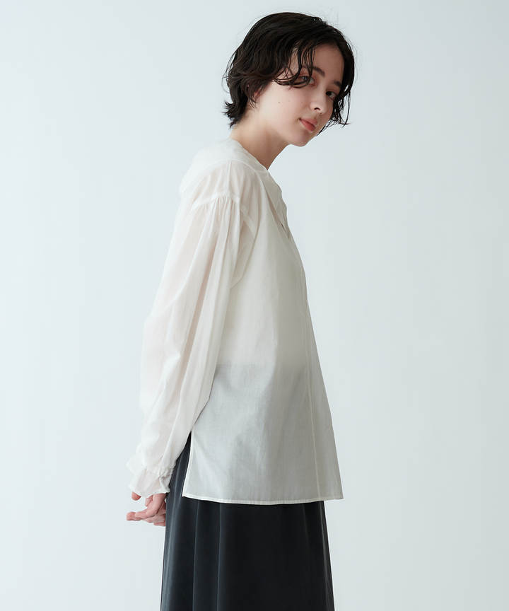 シアービッグカラーギャザーブラウス