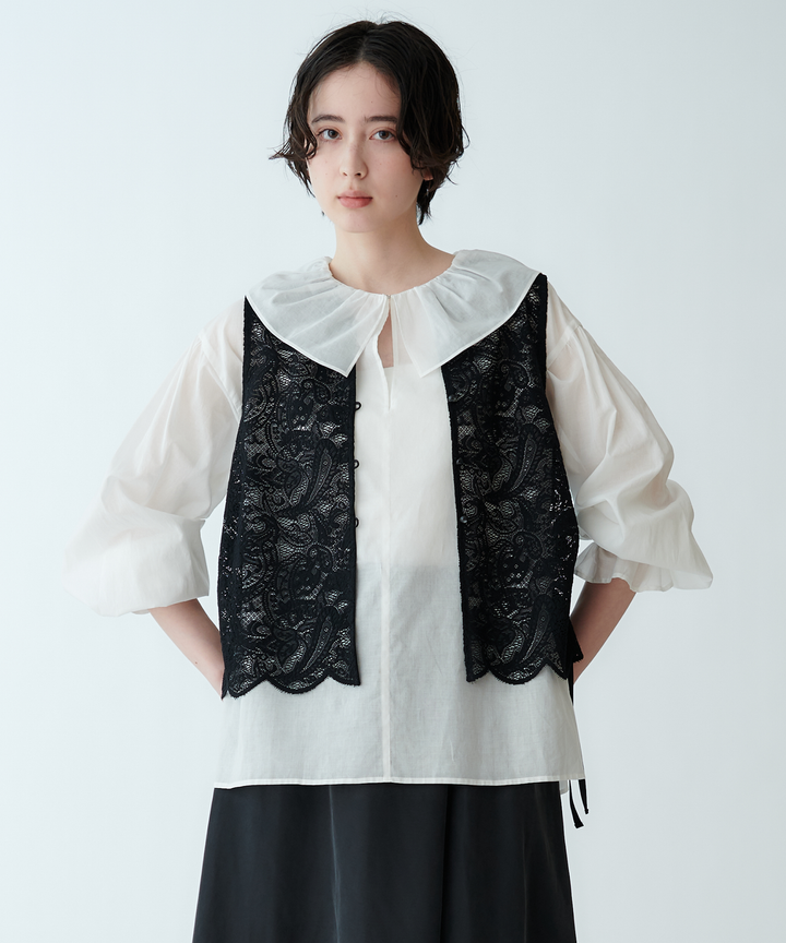 スカラップデザインレースブラウス