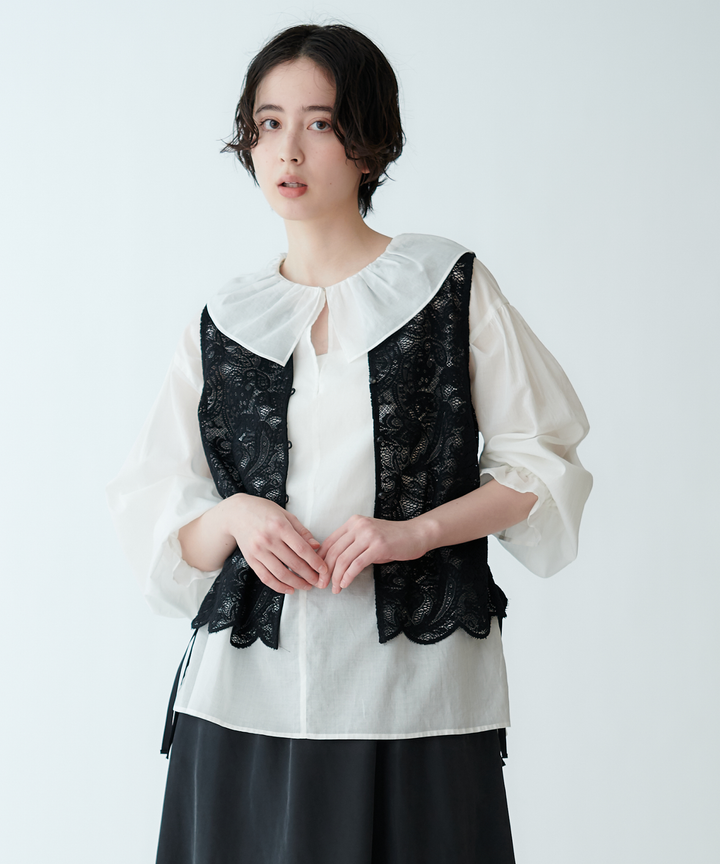 スカラップデザインレースブラウス