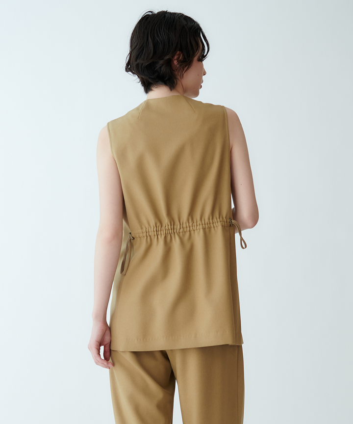 フロントボタンノースリーブジレ