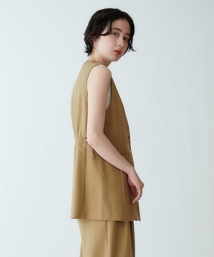 フロントボタンノースリーブジレ