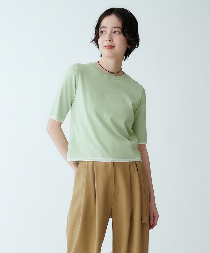 5分袖ニットトップス