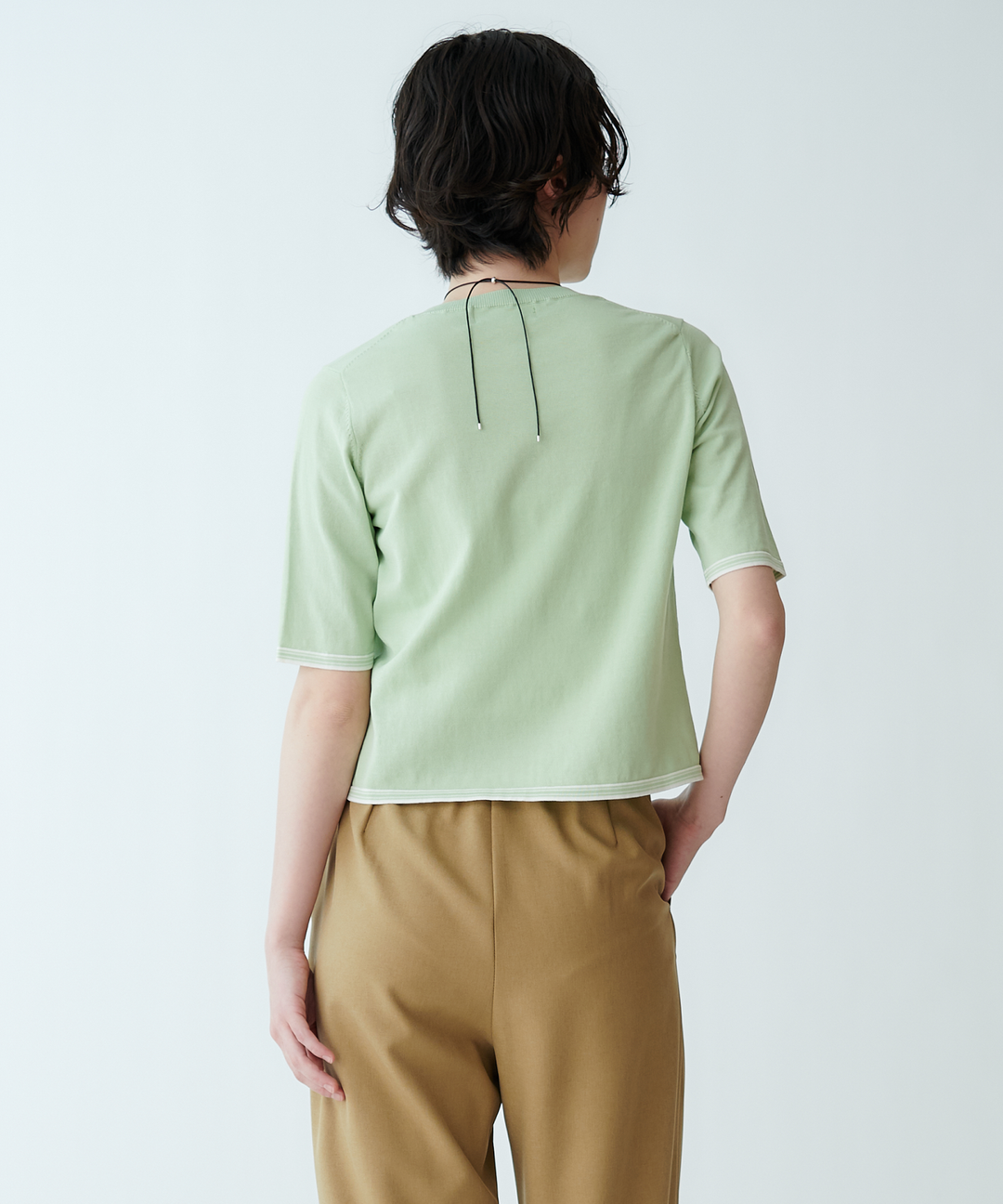 5分袖ニットトップス