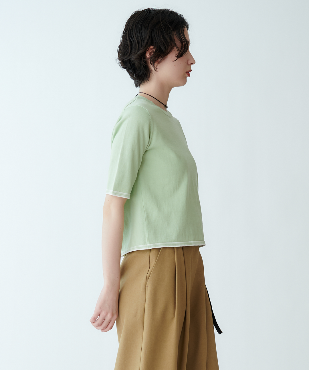 5分袖ニットトップス