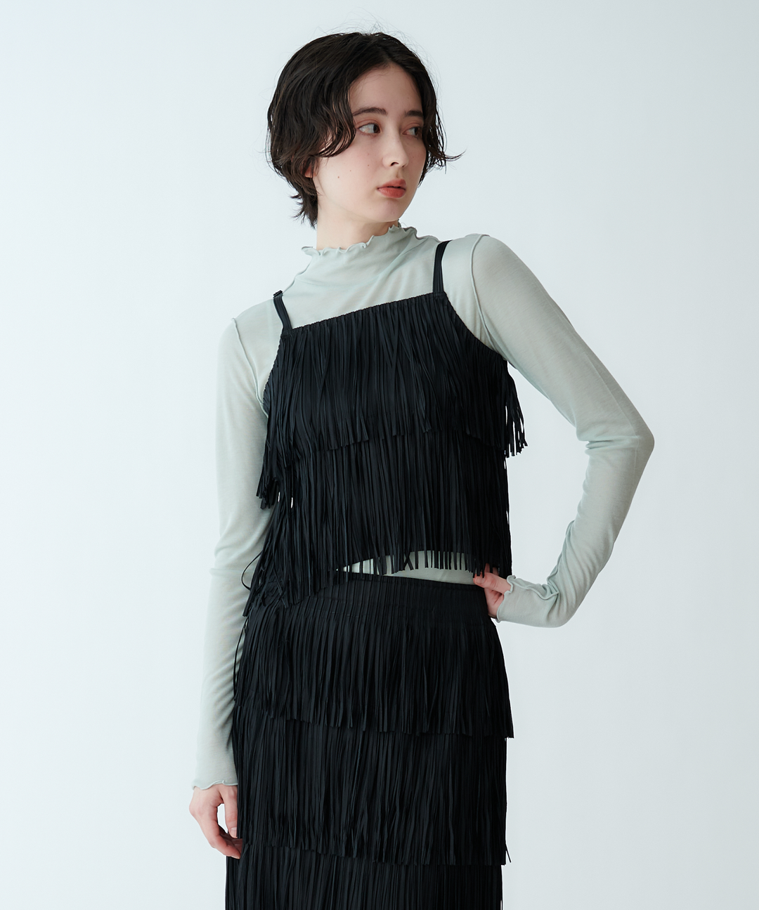 シアーハイネックカットソー