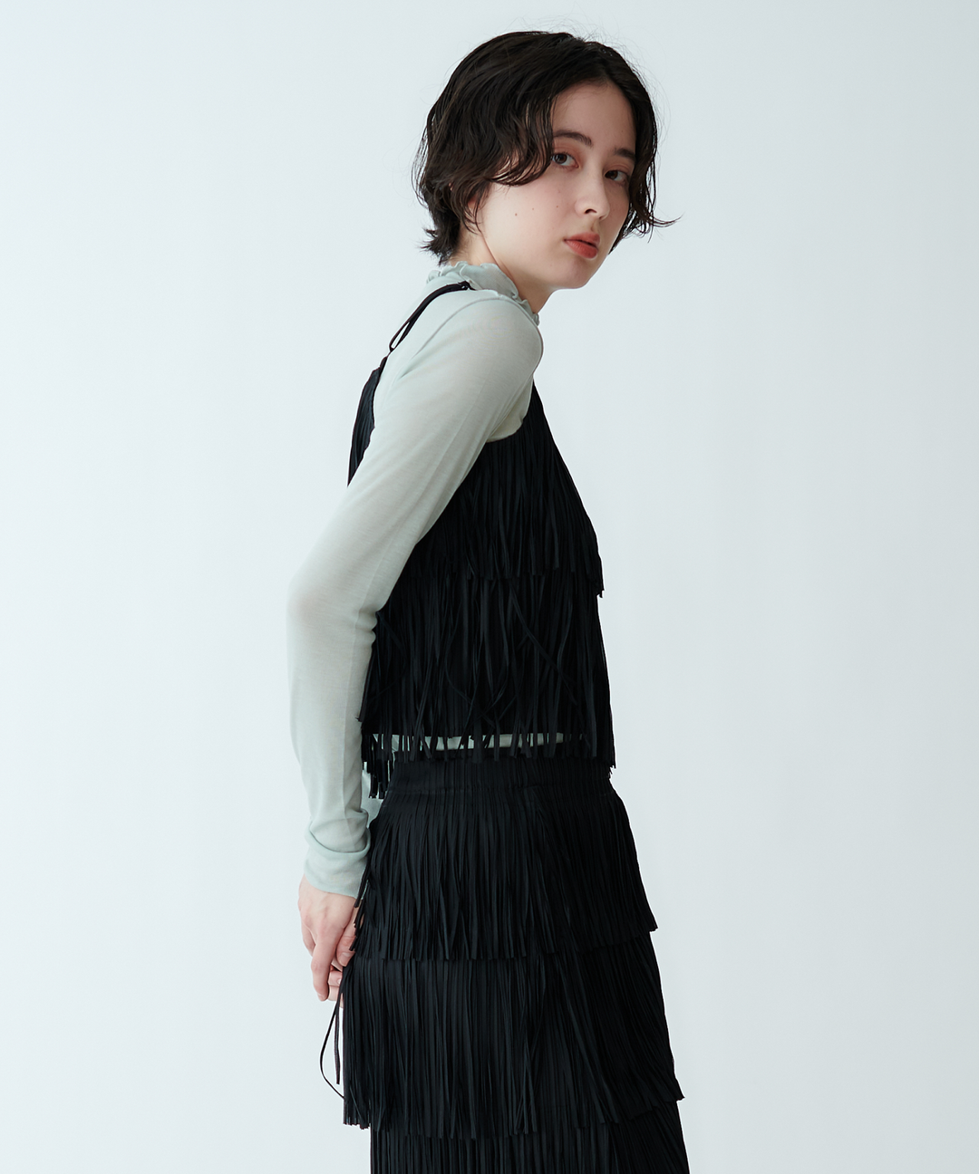 シアーハイネックカットソー