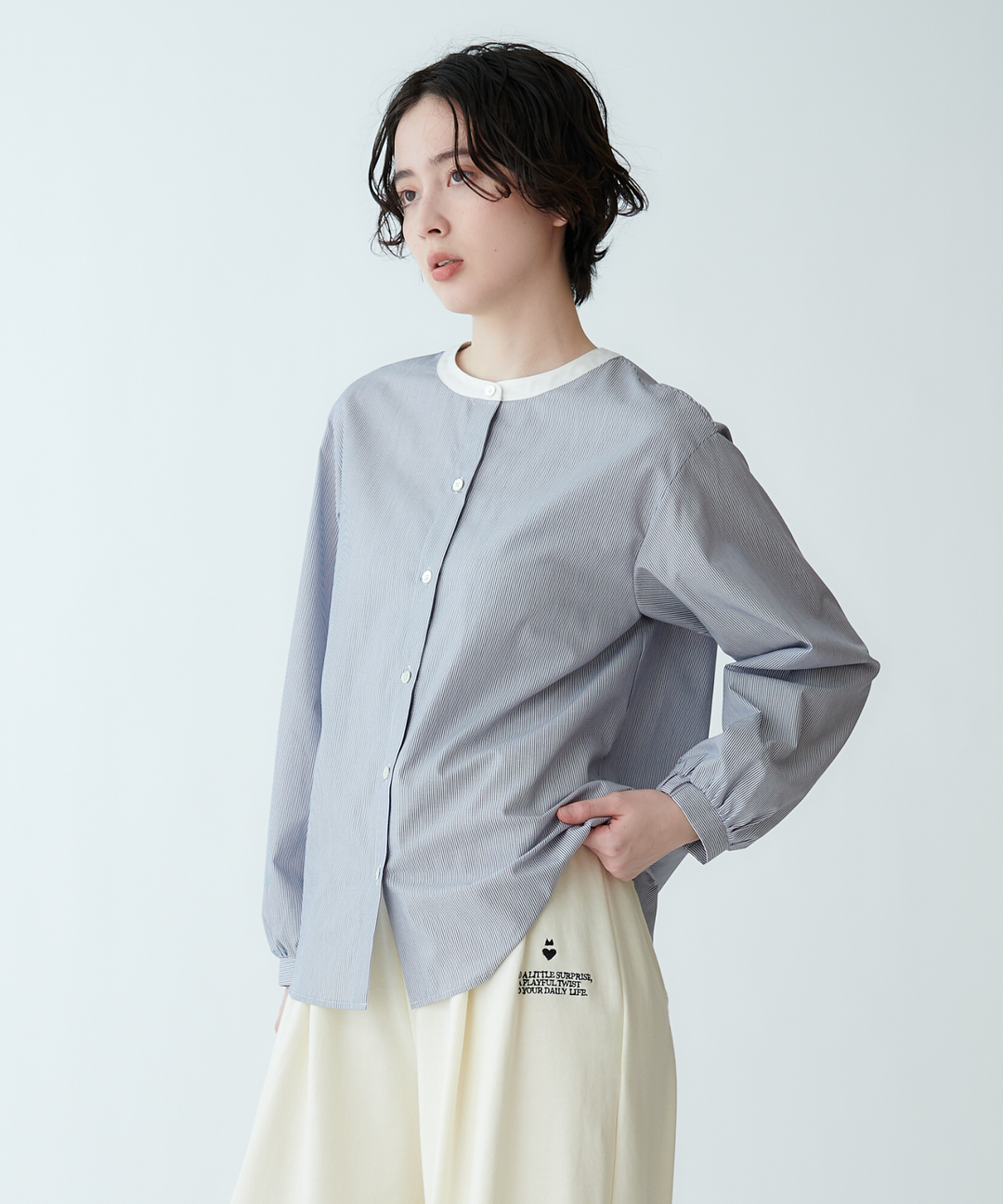 ブロードストライプブラウス
