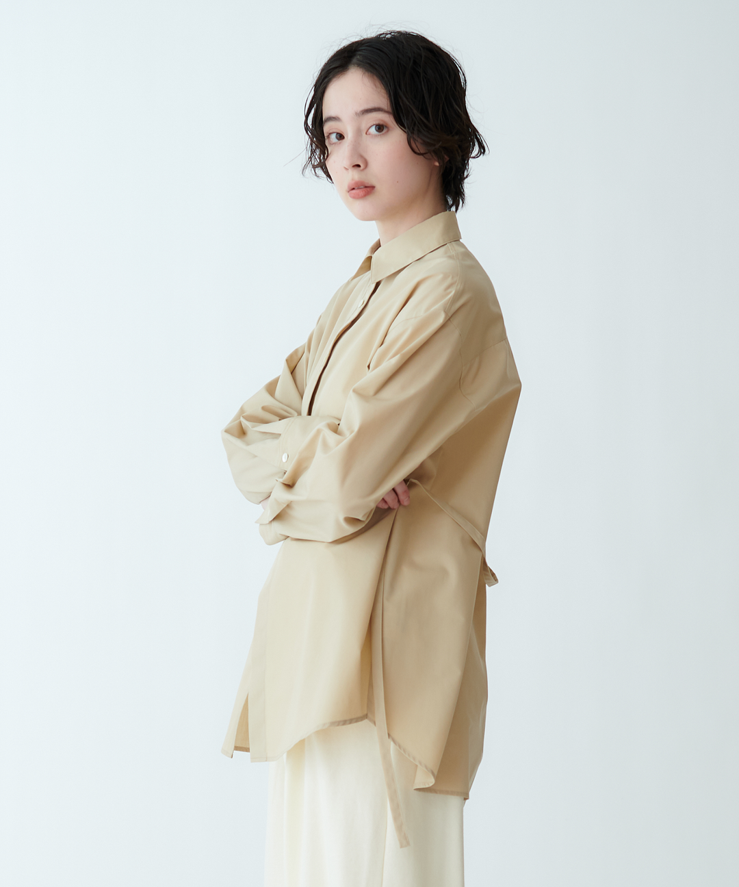 ウエストリボンデザインシャツ