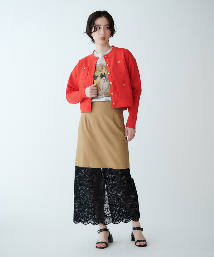 ジャケットライク配色ニットカーディガン