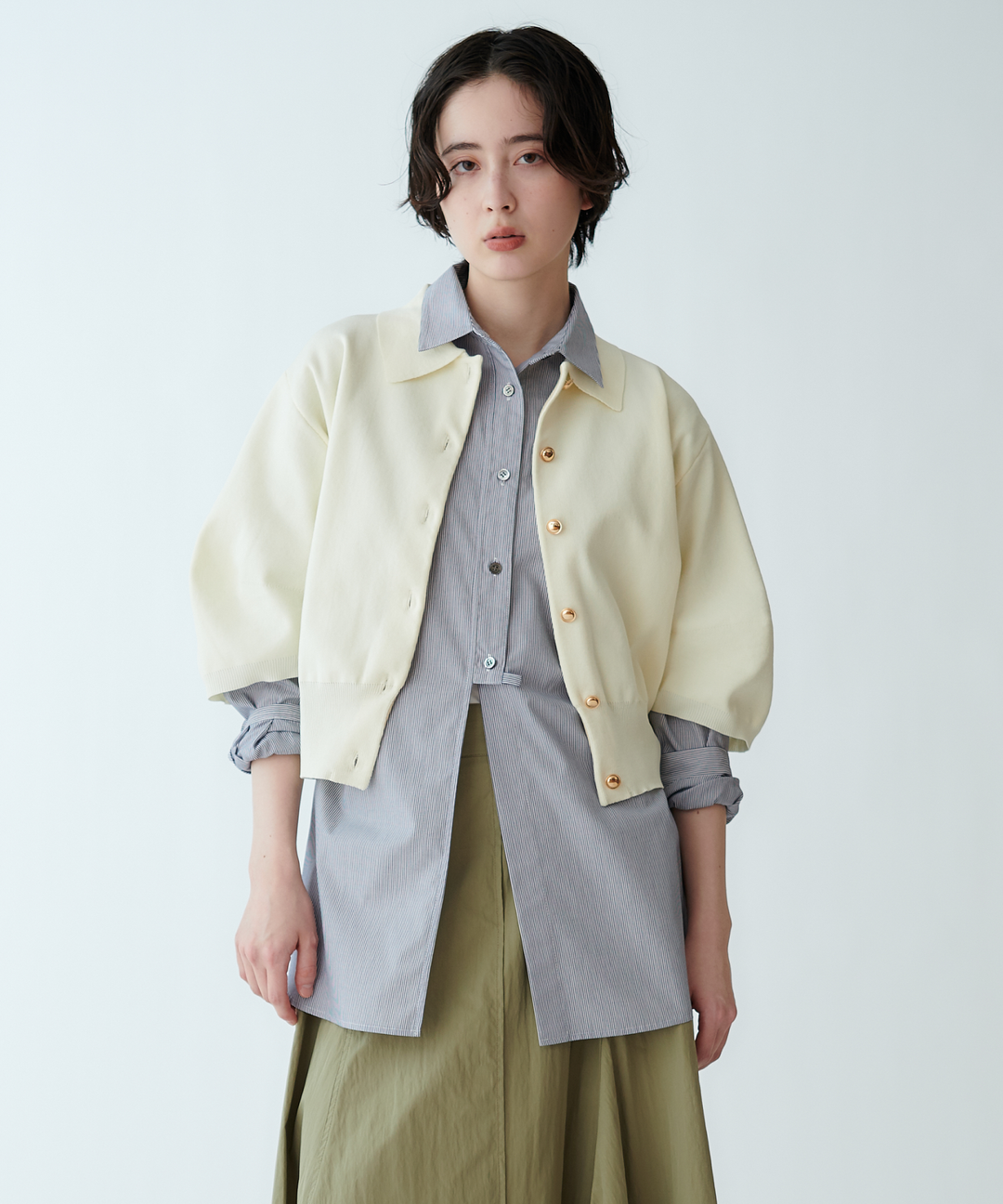 衿付きニットカーディガン