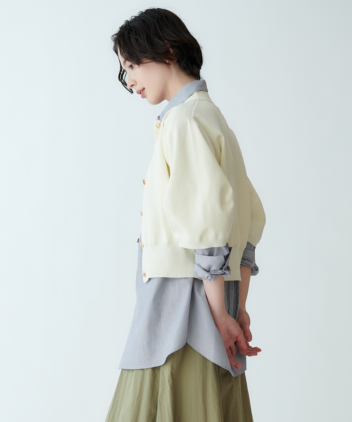 衿付きニットカーディガン