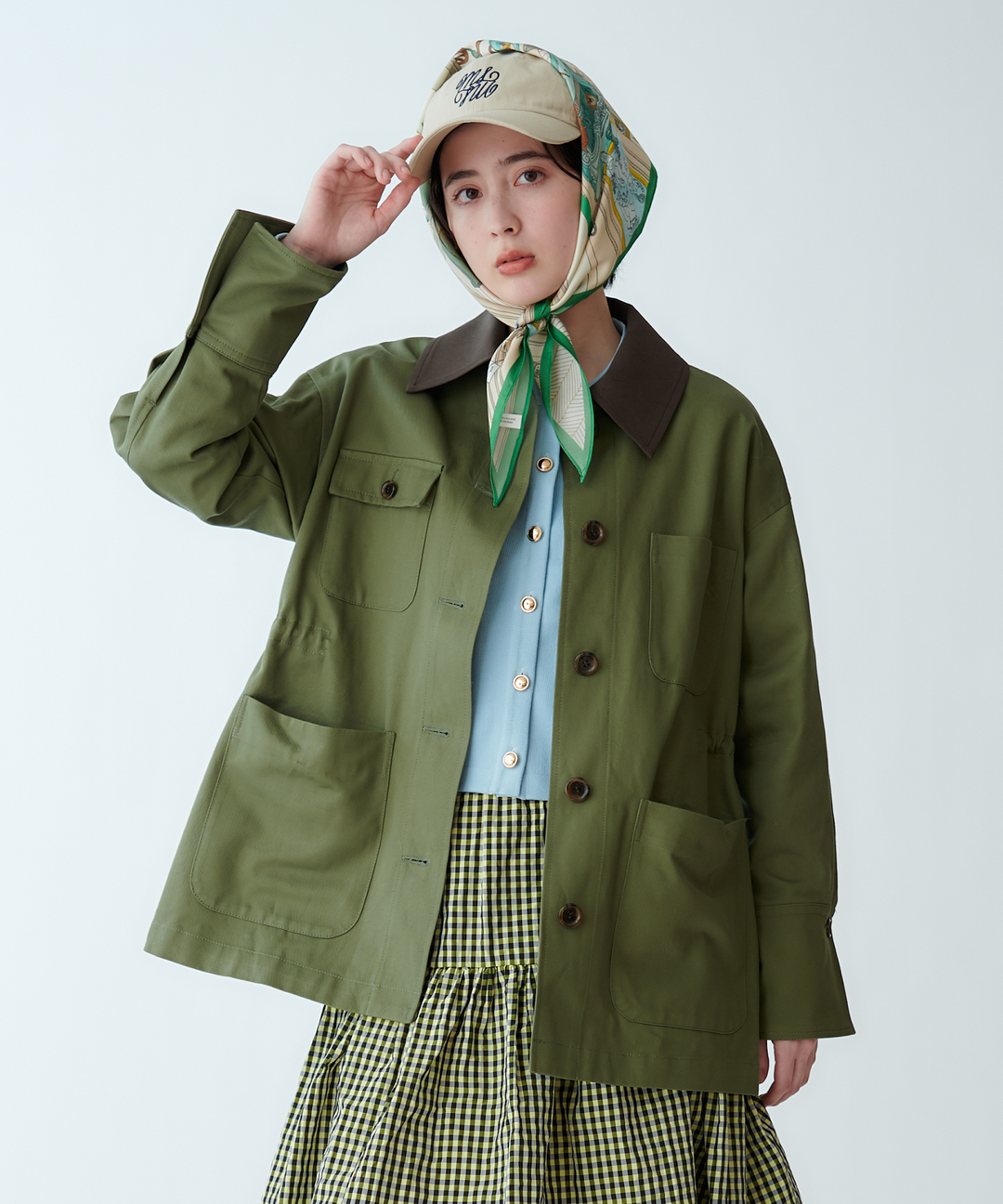 ジャケットライク配色ニットカーディガン