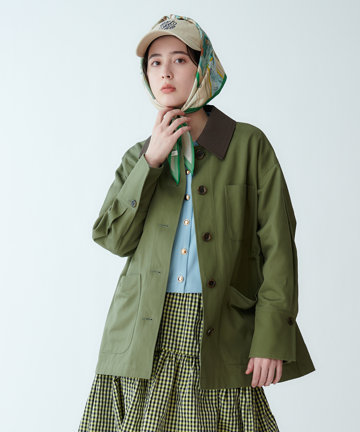 ジャケットライク配色ニットカーディガン