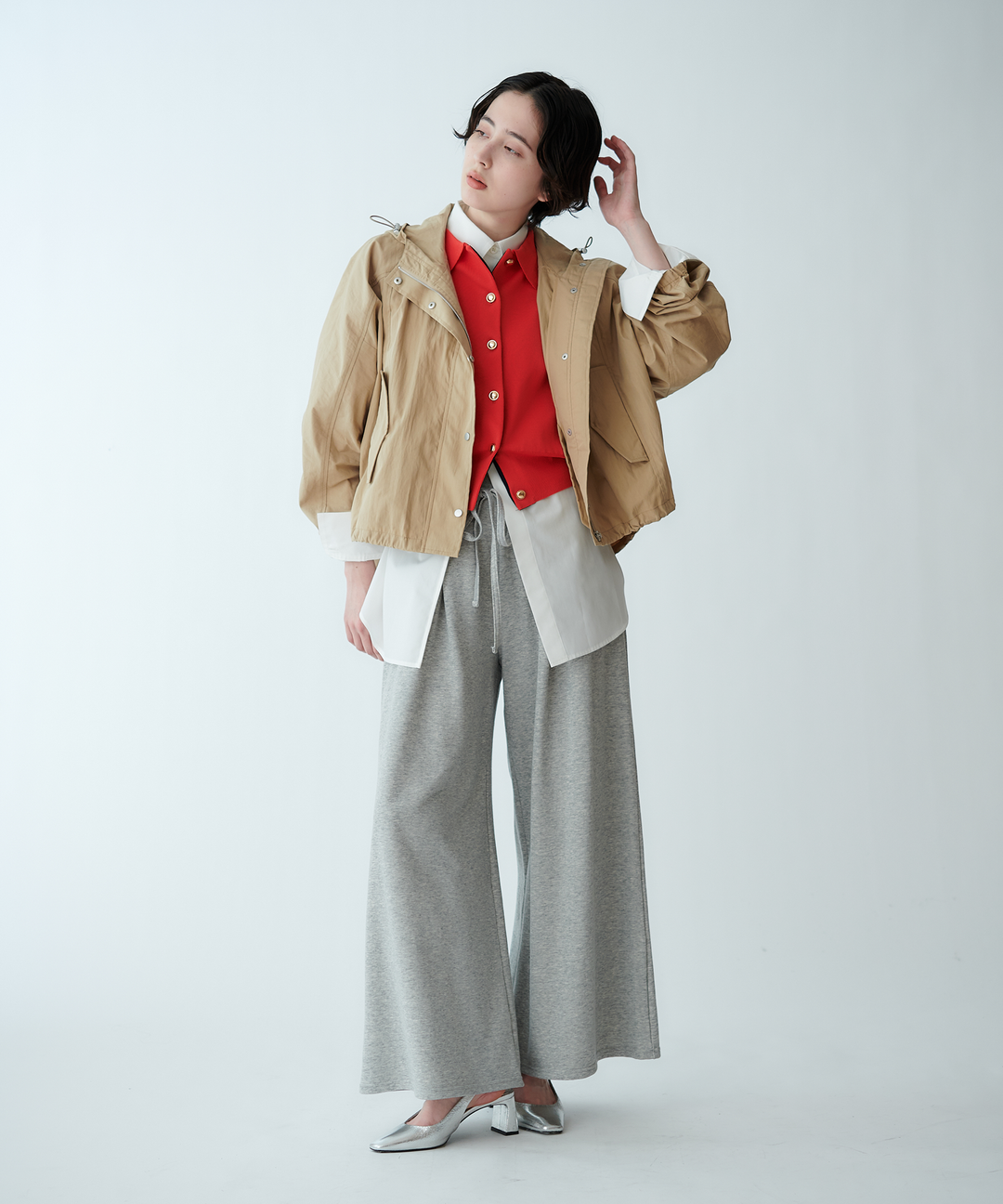 タックワイドシルエットパンツ