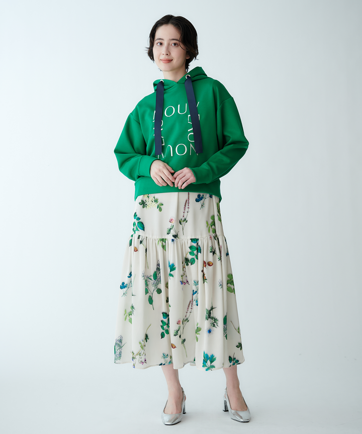 ボタニカルプリントノースリーブワンピース