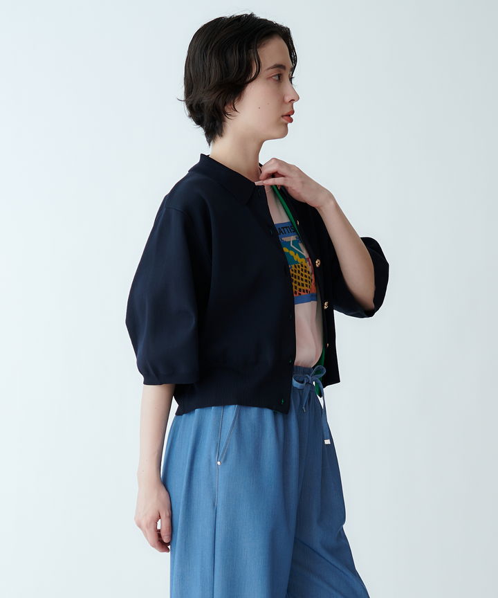 衿付きニットカーディガン