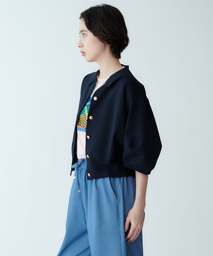 衿付きニットカーディガン