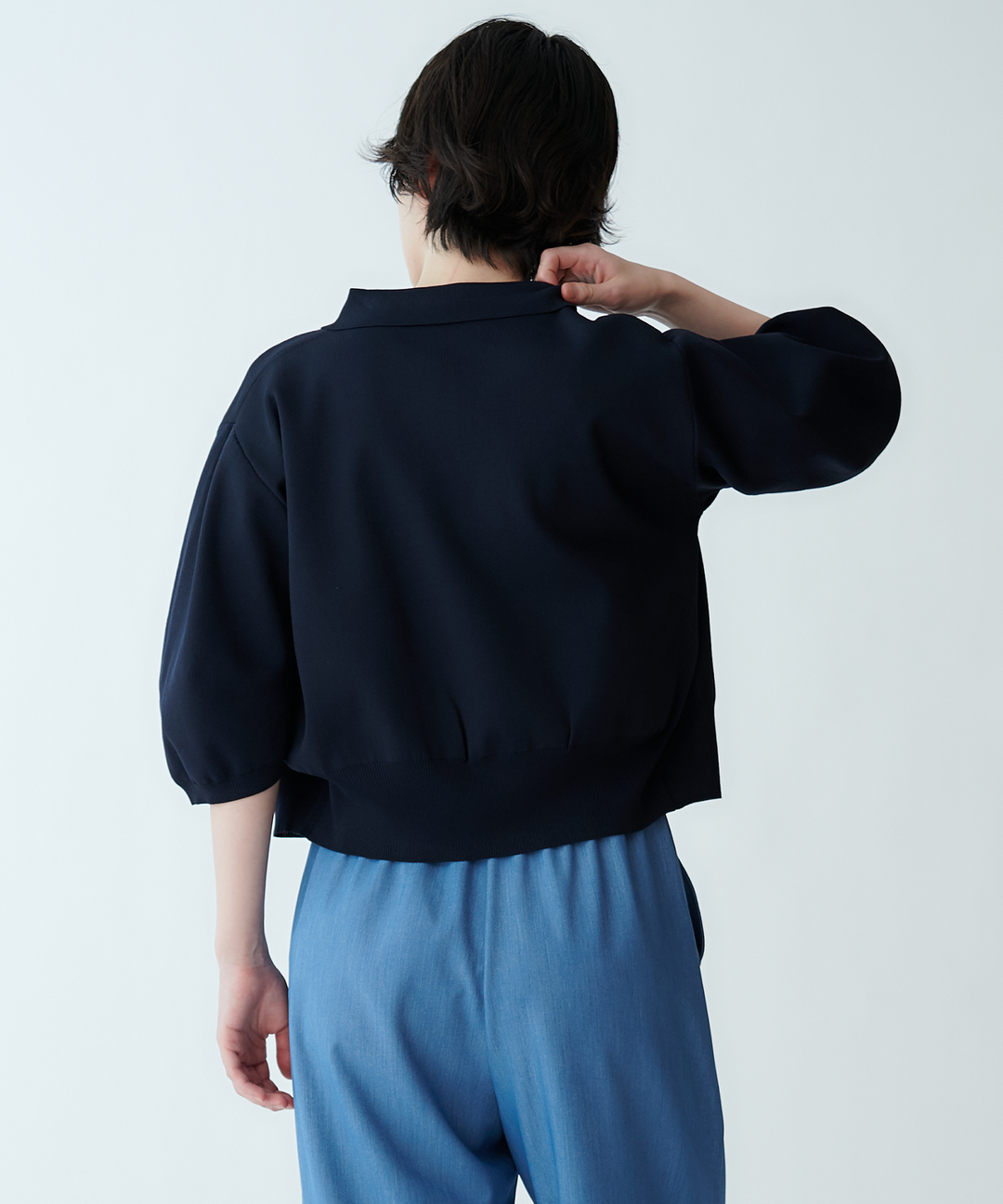 衿付きニットカーディガン