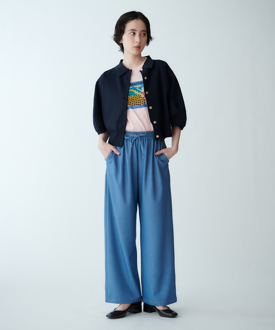 衿付きニットカーディガン