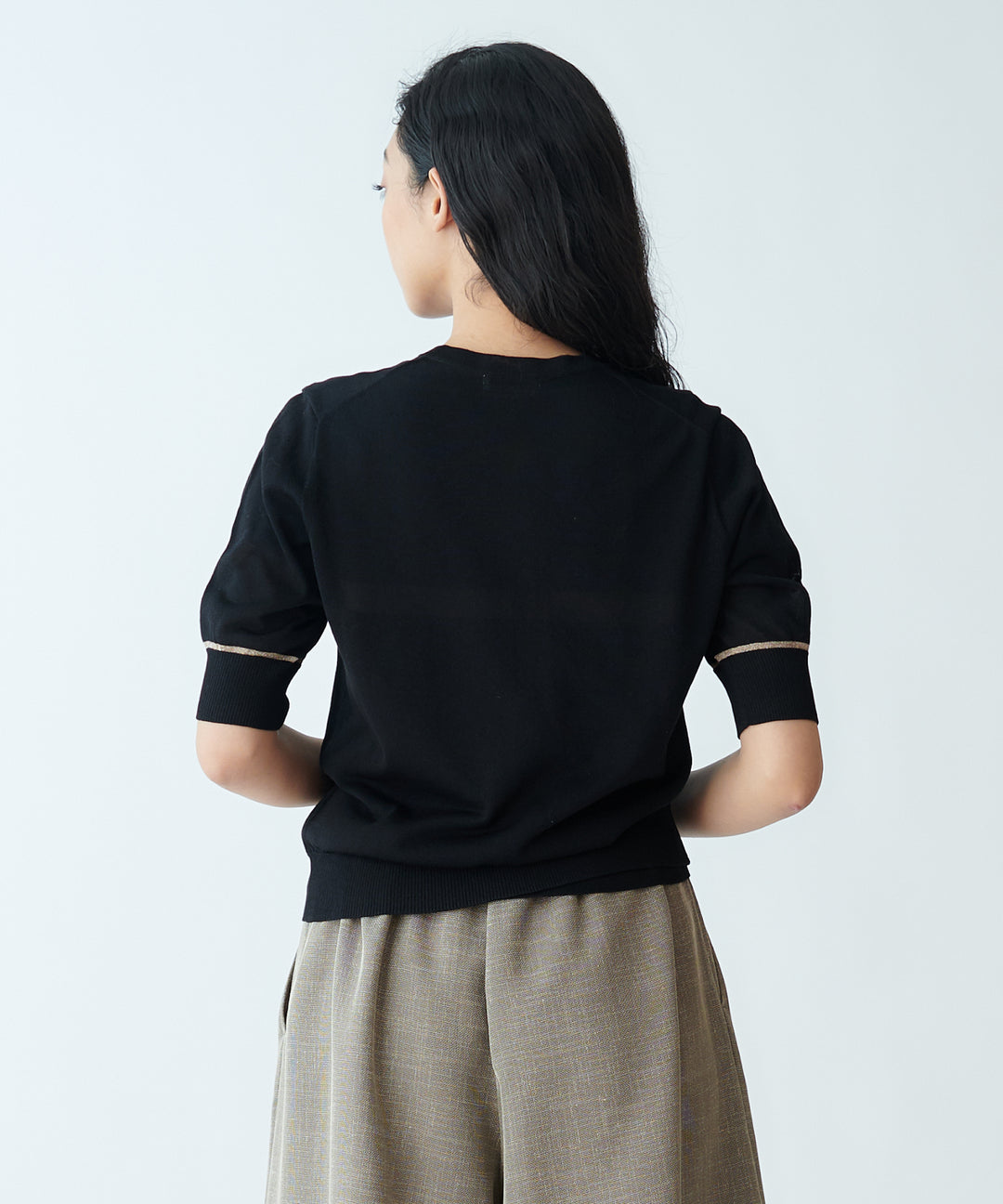 ロゴ刺繍ストレッチニットカーディガン