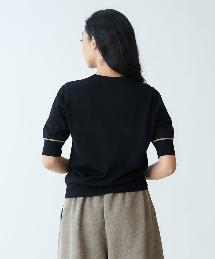 ロゴ刺繍ストレッチニットカーディガン