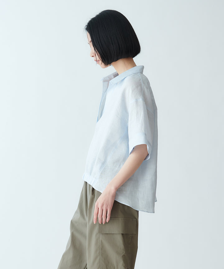 リネンハーフスリーブブラウス